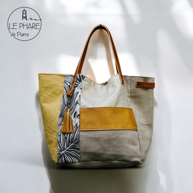 Cabas en Lin et cuir