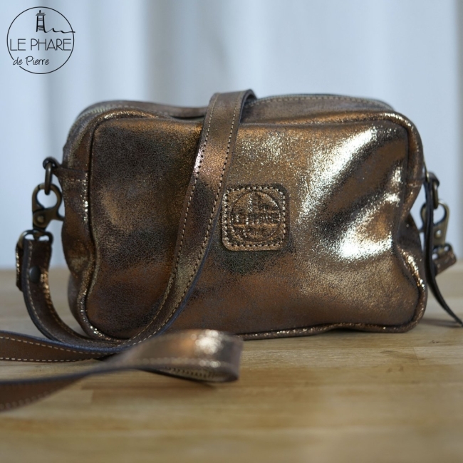 Besace Armelle cuir pailleté
