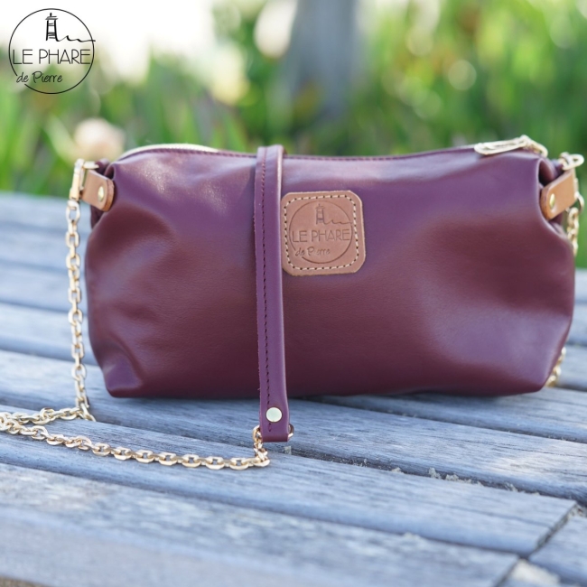 Besace Dune en cuir Bordeaux