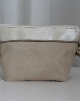 [Tm.20 12] Trousse évasée simili lisse clampagne et suédine champagne (2)_resultat
