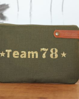 [Tm.20 22] Trousse maquillage toile kaki Team 78 Flex pailleté (4)
